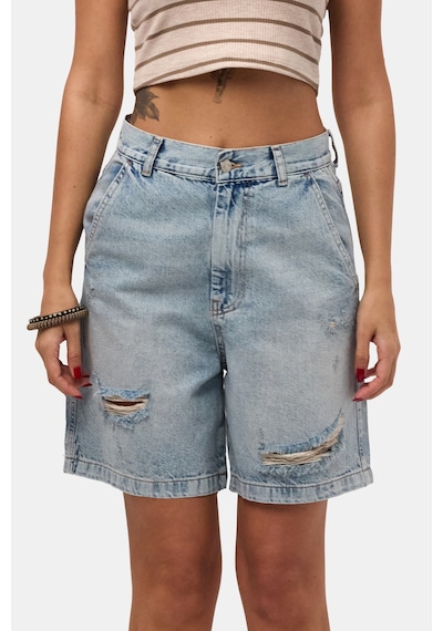 it's basic Kadın Kot Rengi 12s6-32 Skater Fit Denim Bermuda Şort
