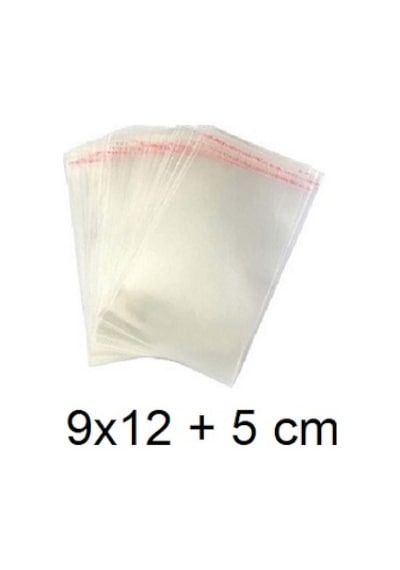 Bantlı Şeffaf Jelatin Torba Yapışkanlı Poşet 100 Adet 9X12 + 5 CM