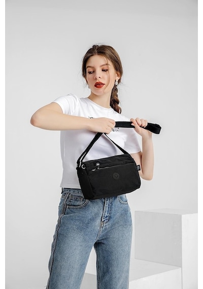 Smart Bags 1006 Krınkle Kumaş Postacı Çantası (Siyah) Siyah