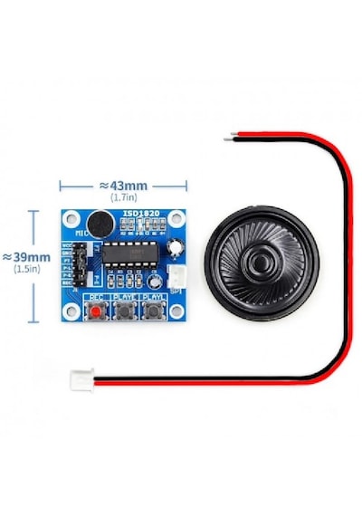 Isd1820-1 Ses Kayıt Ve Çalma Modülü Mikrofonlu + Mini Hoparlör