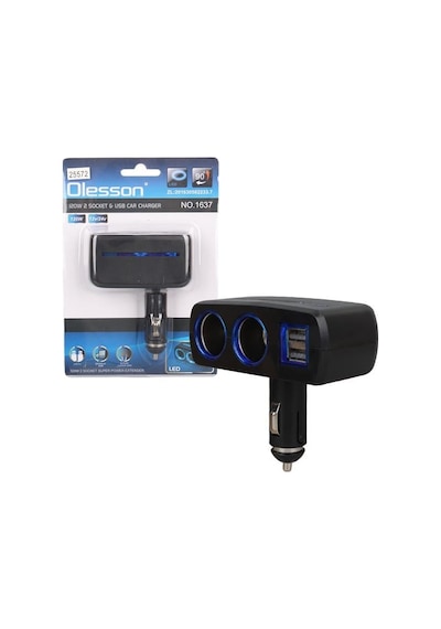 Olesson 1637 12-24v Çift Usb Girişli 120w 2'li Araç Çakmak Çoklayıcı