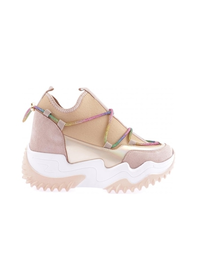 Dgn Z94 23y Kadin Mega Kalin Taban Simli İp Detayli Sneakers Ayakkabi Z94-1720-R1806 Ten