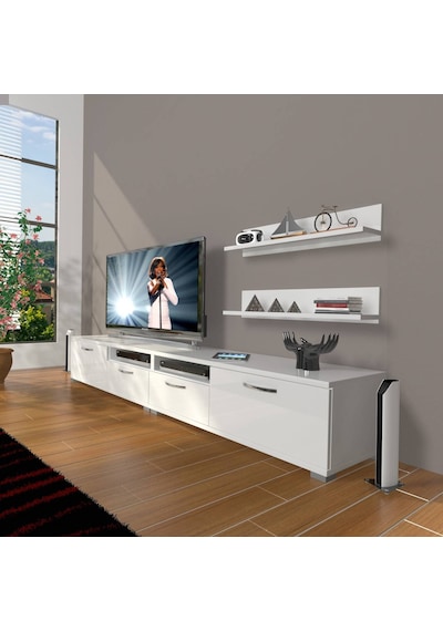 Decoraktiv Eko 220r Mdf Tv Ünitesi Tv Sehpası Parlak Beyaz