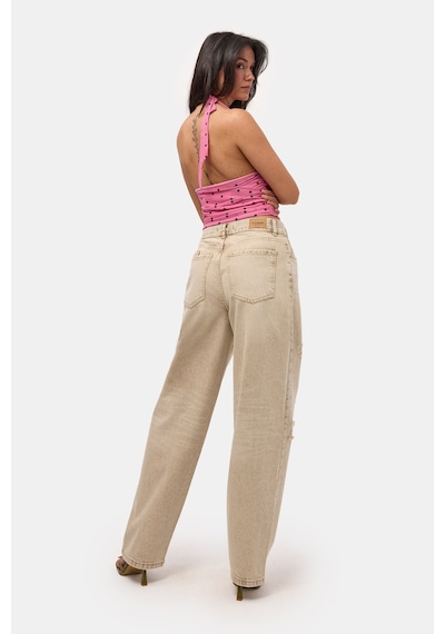 Kadın Kahve 12s6-76 Loose Baggy Fit Denim Jean