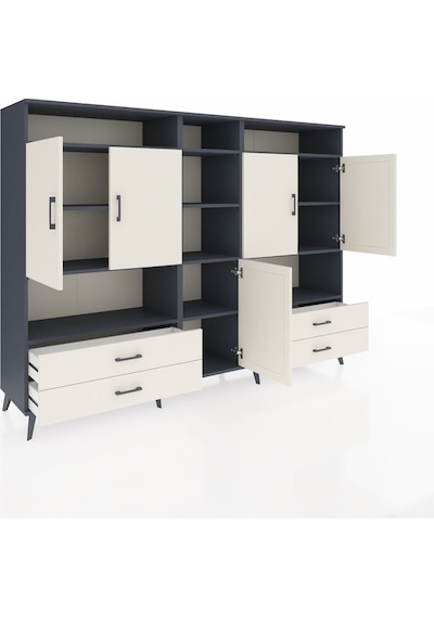 Hyperion Dolap 12 Raflı 4 Çekmeceli 5 Kapaklı 220x44x163 Antrasit Antrasit-aytaşı Hyperion Dolap 12 Raflı 4 Çekmeceli 5 Kapaklı 220x44x163 Antrasit Antrasit-aytaşı