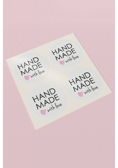 90 Adet Hand Made El Yapımı Etiketi Pembe Kalpli 3x3cm St2018 Çok Renkli