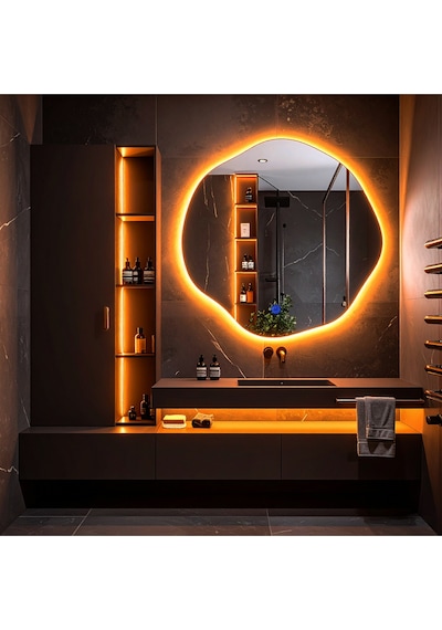 Kael Amber Led'li Lavabo & Banyo Aynası Dokunmatik Sensörlü 60 X 60 Turuncu
