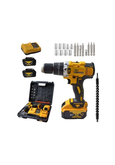 Prohummer Ph031 88vf Darbeli Çift Akülü Şarjlı Matkap Seti - Sarı Seri
