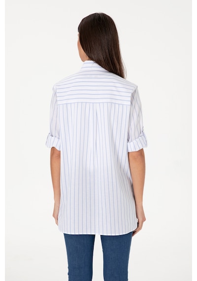 U.S. Polo Assn. Kadın Mavi Çizgili Uzun Kollu Tunik Gömlek 50306471-VR036 U.S. Polo Assn. Kadın Mavi Çizgili Uzun Kollu Tunik Gömlek 50306471-VR036