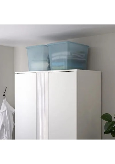 Ikea Rykta Şeffaf Gri-mavi 36x50x35 Cm/44.5 Lt Kapaklı Kutu Açık Mavi