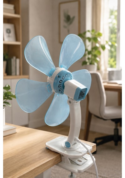Waldern Taşınabilir, Sessiz Akrobat - Klipsli Fan - Masa Üstü Mavi Vantilatör - 32 Cm & 180 Eğim