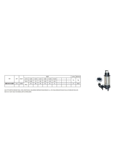 Impo Wq 10-13-1.8-Gf 2.5Hp Parçalayıcılı Foseptik Pompası 2''