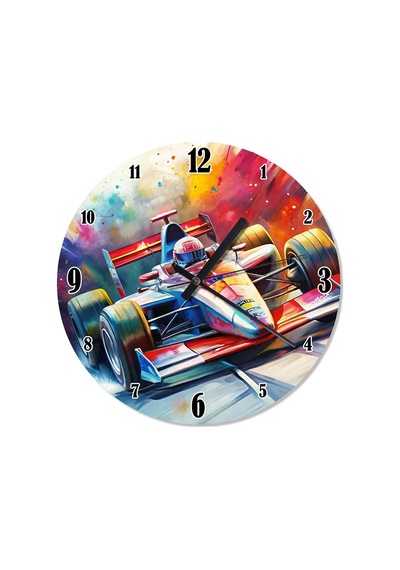 Formula 1 Aracı Akarlı Duvar Saati Çok Renkli