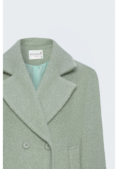 Sateen Dokulu Buklet Kısa Kaban - Mint-138051