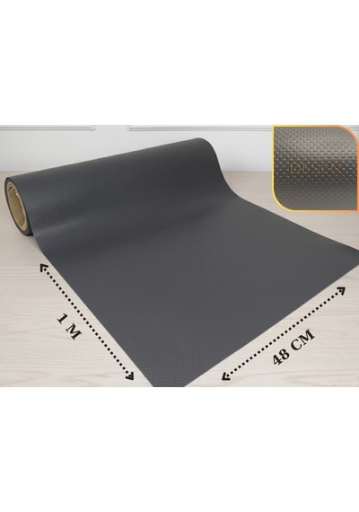 48 Cm X 1 Metre Antrasit Kabartma Nokta Desenli Çekmece İçi Kaydırmaz Halı , Raf Örtüsü