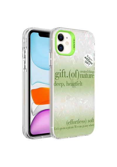 More Tr Apple Uyumlu iPhone 12 Uyumlu Mermer Desenli Mtr Marbello Kılıf-yeşil