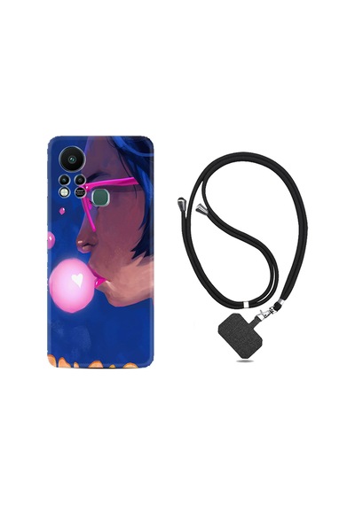 Infinix Hot 11S Kılıf İpli Boyun Askılı Desenli Silikon Sakız ve Kız 1767