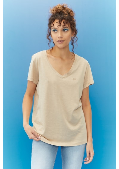 Lee Regular Fit Rahat Kesim V Yaka Tişört L41JENUQ Bej