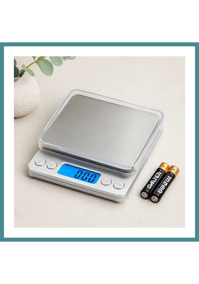 Bezos Mini Hassas Tartı 3000g/0.01g Şeffaf Kapak, Pilli Mac