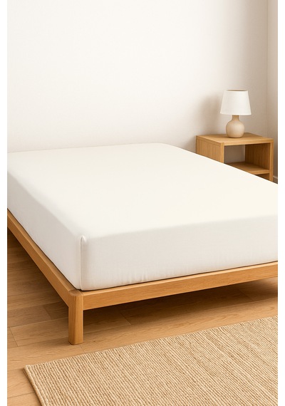 Purecomfort %100 Pamuk Ranforce Çift Kişilik Lastikli Çarşaf 160x200 Beyaz Ekru