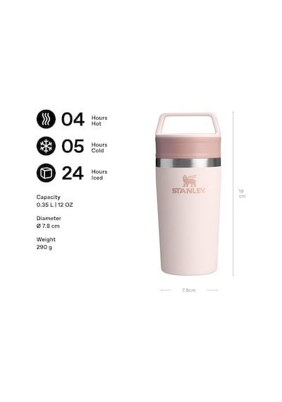 Café-to-go Termos Bardak 0.35 Litre - Pembe Kuvars Rose Quartz Paslanmaz Çelik Çok Renkli