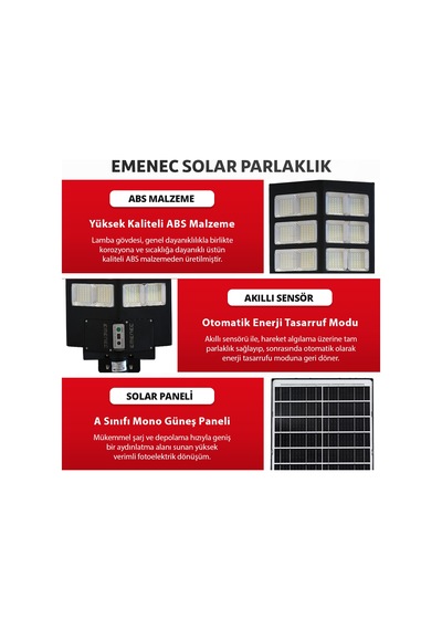 Emenec 1200w Güneş Enerjili Led Aydınlatma Solar Aydınlatma
