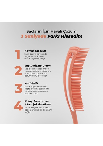 Airflex Multifonksiyonel Dolaşık Açıcı Saç Fırçası - Somon