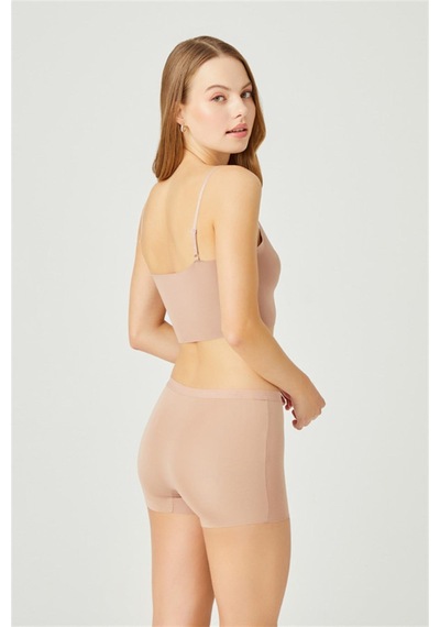 Cottonhill Kahverengi Basic Lazer Kesim Dikişsiz Kadın Boxer Kahverengi