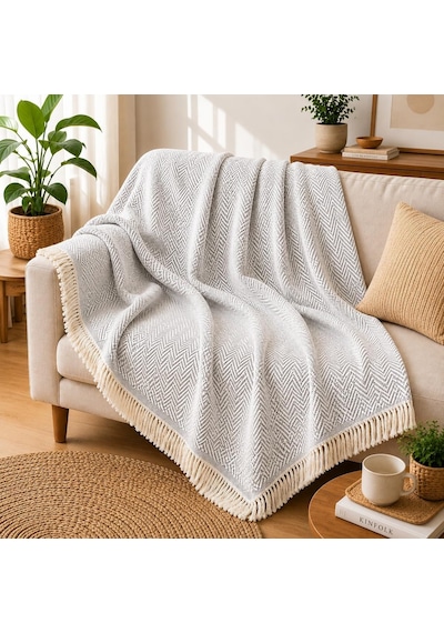 Tr Premium Pamuklu Lilyana Koltuk Örtüsü 170x210 Cm, Çift Taraflı Dekoratif Şal, Tekli, Üçlü, Kanepe, Çekyat V Genel