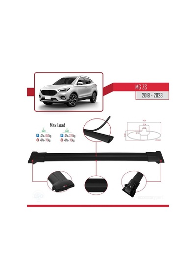 Mazda Tribute 2000-2007 Arası İle Uyumlu Fly Model Ara Atkı Tavan Barı Siyah
