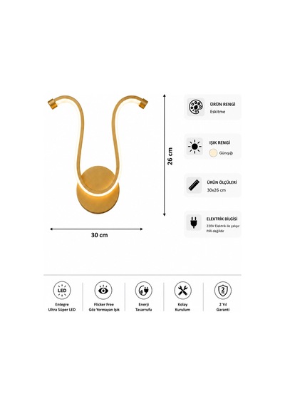 Vira Modern Led Duvar Apliği Günışığı Eskitme