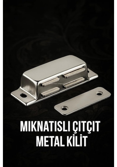 Proalet Mıknatıslı Çıt Çıt Kilit, Paslanmaz, Metal Gövde, Pvc, Kapı, Sineklik, Dolap, Kapak İçin, Manyetik Tutucu, Montaj Vidalı, Sessiz, Kolay Açılır, Kapanır Sistem 8,5 Cm, 2 Adet