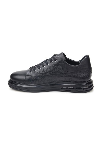 Papuçcity Pisagor Ps-01209 Erkek Hakiki Deri Sneakers Spor Ayakkabı Siyah
