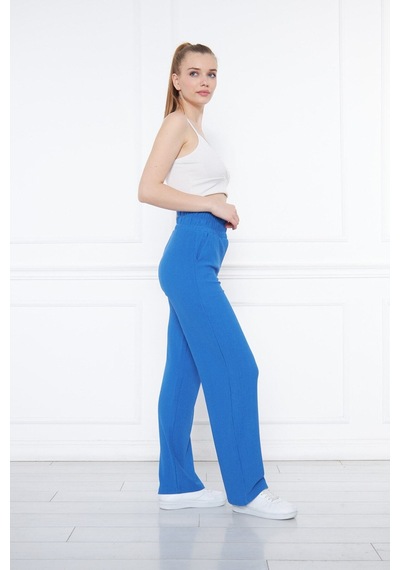 Thiff Gymwear Siyah Beli Lastikli Bol Paça Çift Cepli Yüksek Bel Bürümcük Örme Kadın Pantolon Saks Mavi Thiff Gymwear Siyah Beli Lastikli Bol Paça Çift Cepli Yüksek Bel Bürümcük Örme Kadın Pantolon Saks Mavi