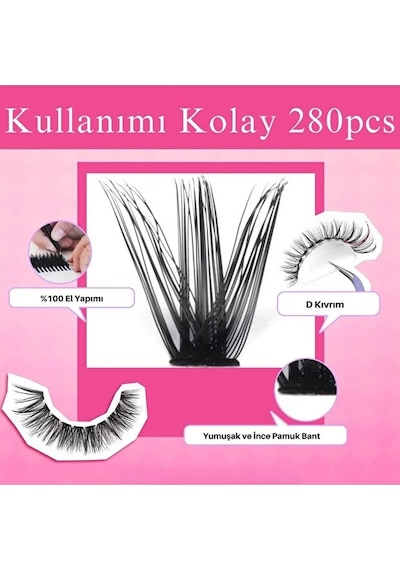 Takma Kirpik Seti 280 Parça 40d 50d D Kavis Kirpik Kümesi Yapıştırıcı Dahil
