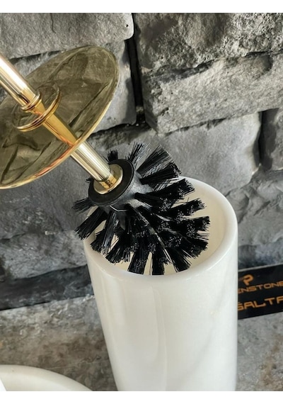Beyaz Mermer Gold Mercan Aksesuarlı 7'li Banyo Seti Beyaz