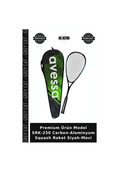 Premium Ürün Model Srk-250 Carbon-aleminyum Squash Raket Siyah-mavi Mavi - Siyah
