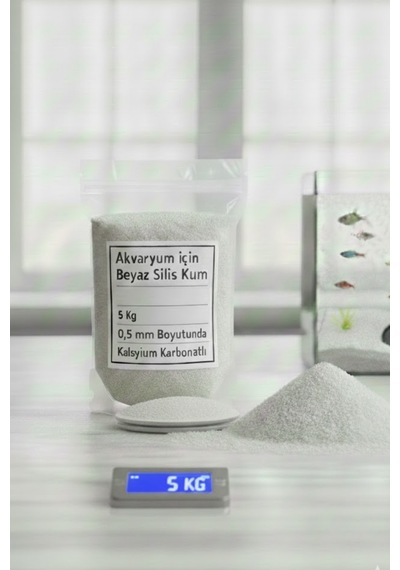 5 Kg Akvaryum Beyaz Silis Kalsiyum Karbonatlı Beyaz Kum 0,5mm Doğal, Temiz Ve Saf Alt Zemin