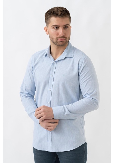 White Stone Malta G2303 Keten Regular Fit Pamuklu Gömlek Mavi - S Mavi