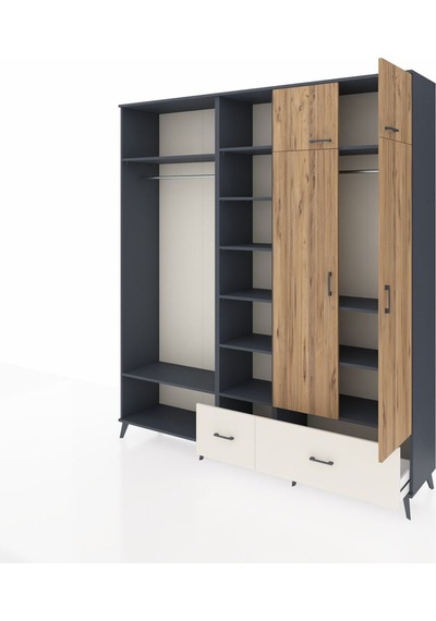 Hyperion Dolap 12 Raflı 2 Çekmeceli 2 Askılı 220x44x243 Antrasit-çam/aytaşı Çok Renkli Hyperion Dolap 12 Raflı 2 Çekmeceli 2 Askılı 220x44x243 Antrasit-çam/aytaşı Çok Renkli