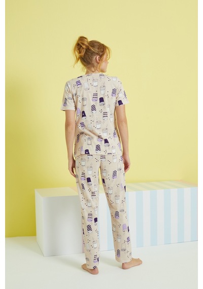 Siyah İnci Örme Pijama Takım 24107087 Çok Renkli