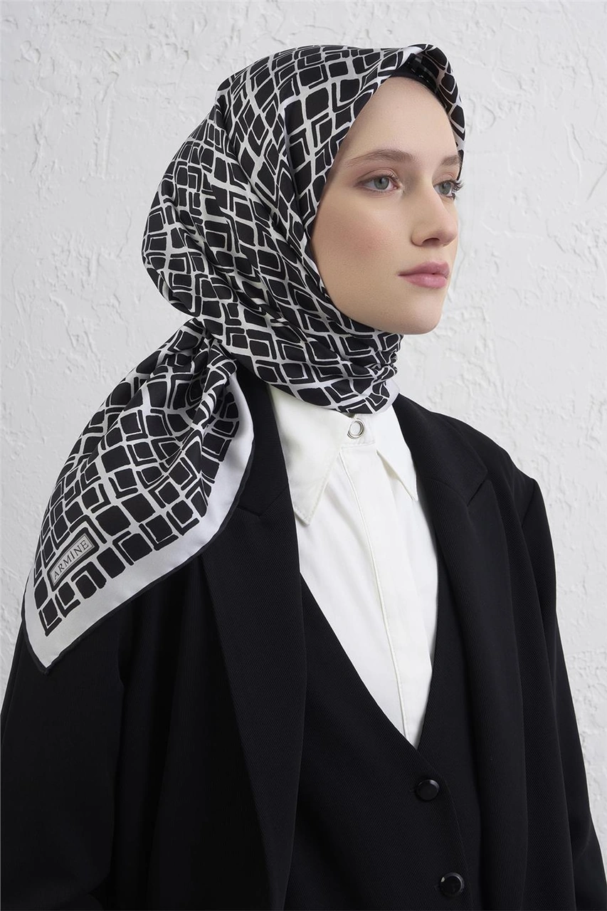 Armine Saf İpek Sura Eşarp 9438d 59 Siyah