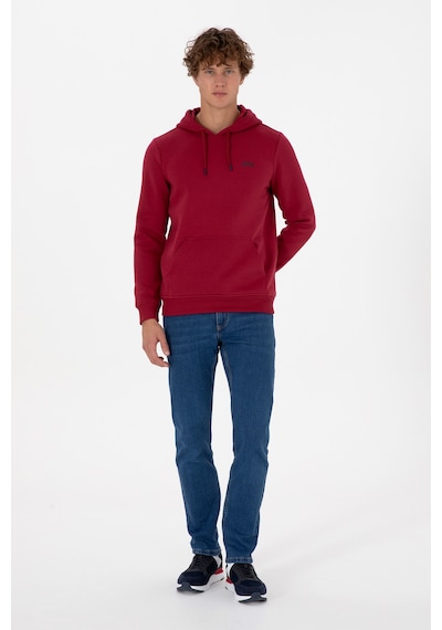 U.S. Polo Assn. Erkek Regular Fit Kapüşonlu Şardonlu Koyu Frambuaz Basic Sweatshirt 50315582-VR104