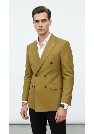 Plus Scorpion Gold Düğmeli Kruvaze Erkek Blazer Ceket Premium Kumaş, Slim Fit Şıklık Camel Plus Scorpion Gold Düğmeli Kruvaze Erkek Blazer Ceket Premium Kumaş, Slim Fit Şıklık Camel