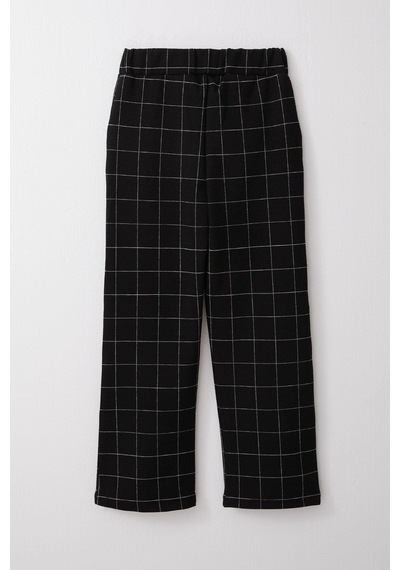 Breeze Kız Çocuk Kare Desenli Pantalon 8-14 Yaş, Siyah Siyah