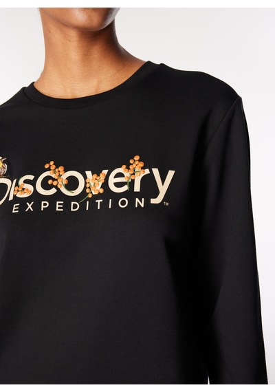 Discovery Expedition Siyah Kadın Bisiklet Relaxed Baskılı Sweatshirt D4wl-swt3034