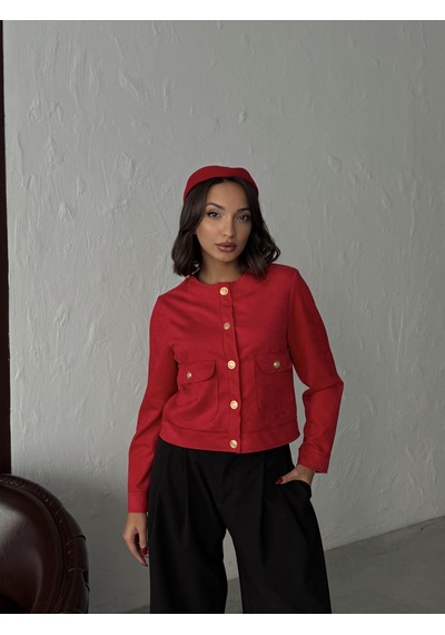 Verymoda Suet Cepli Ceket F1800 Kırmızı