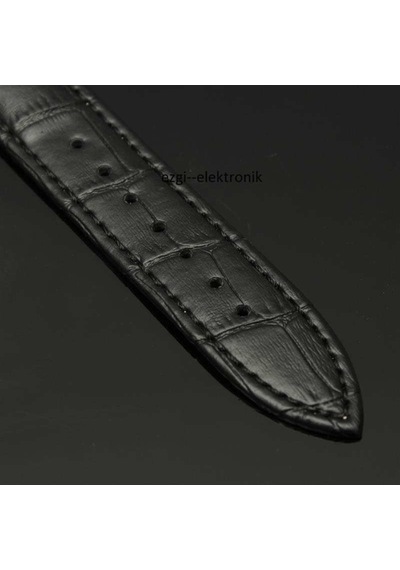 Bizon Deri Saat Kayışı 24Mm Spor Siyah Klipsli Saat Kordonu 305758459