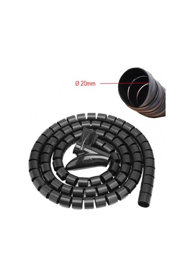 Kablo Düzenleyici Spiral Kablo Toplayıcı Çapı 20mm Siyah 1.5m