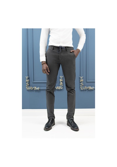 Perpant Slimfit Beli İplikli Pamuklu Gabardin Kışlık Jogger Pantolon Antrasit